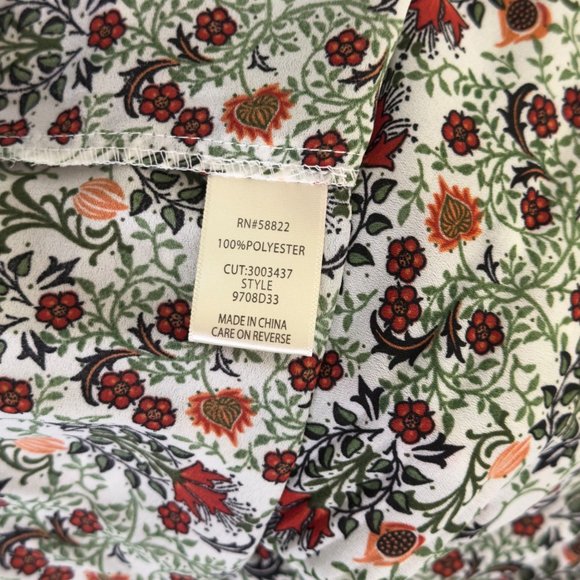 Max Studio White Flowy Floral Peplum Peasant Boho Crewneck Top Size Large - Picture 10 of 11